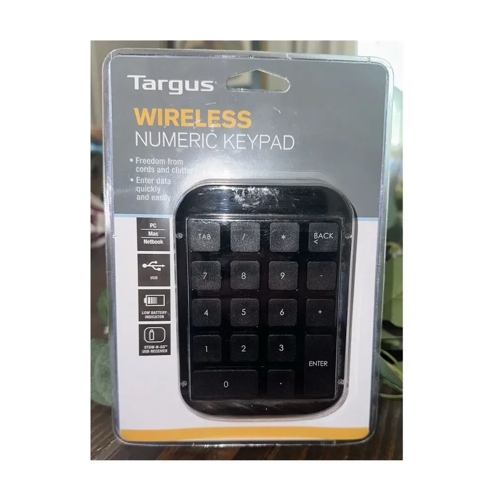 Targus Wireless Numeric Keypad AKP11US Black Ergonomic Portable USB QWERTY